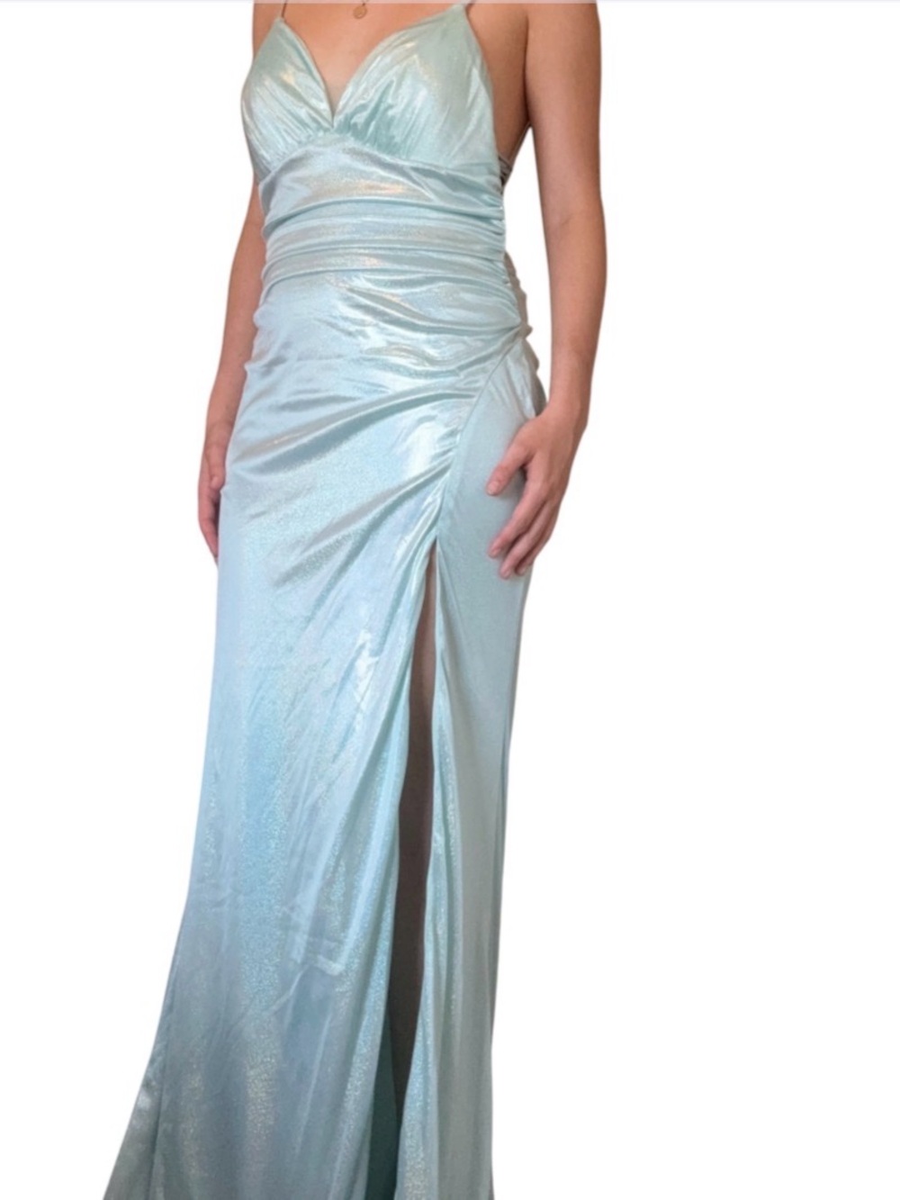 Women’s Haute Monde
Blue Silver Shimmery Prom Dress
Size L